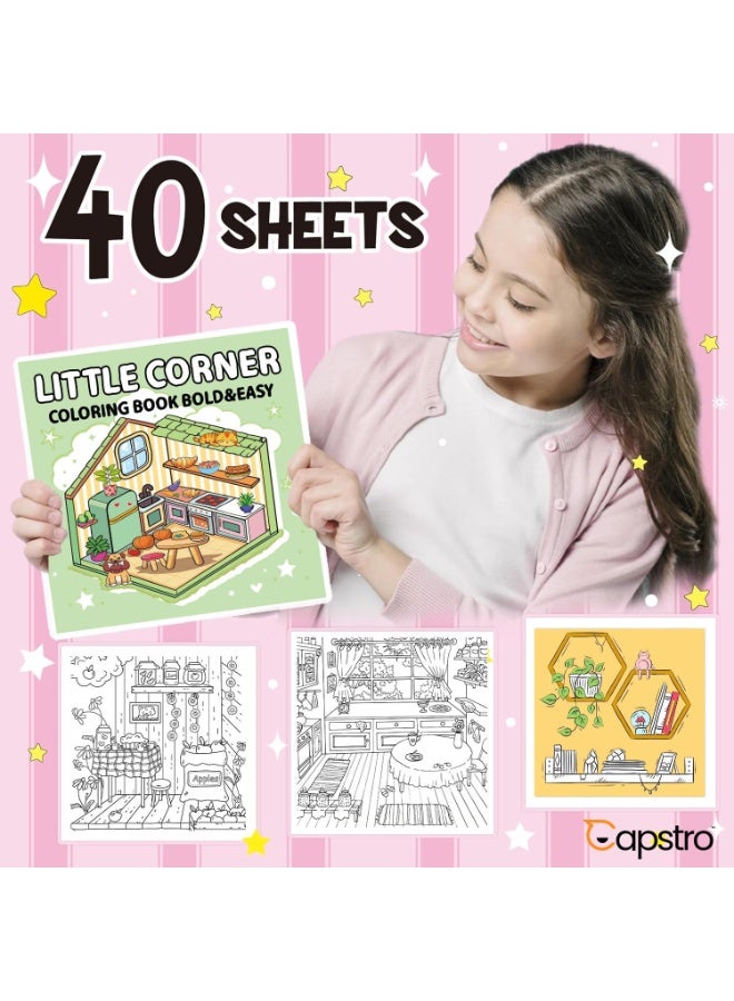 Capstro Bold & Easy Coloring Book for Kids – Cute, Simple Designs for Relaxing Creative Play | Large Illustration Art Book for Children – Cozy Home Corner Theme - Image 4